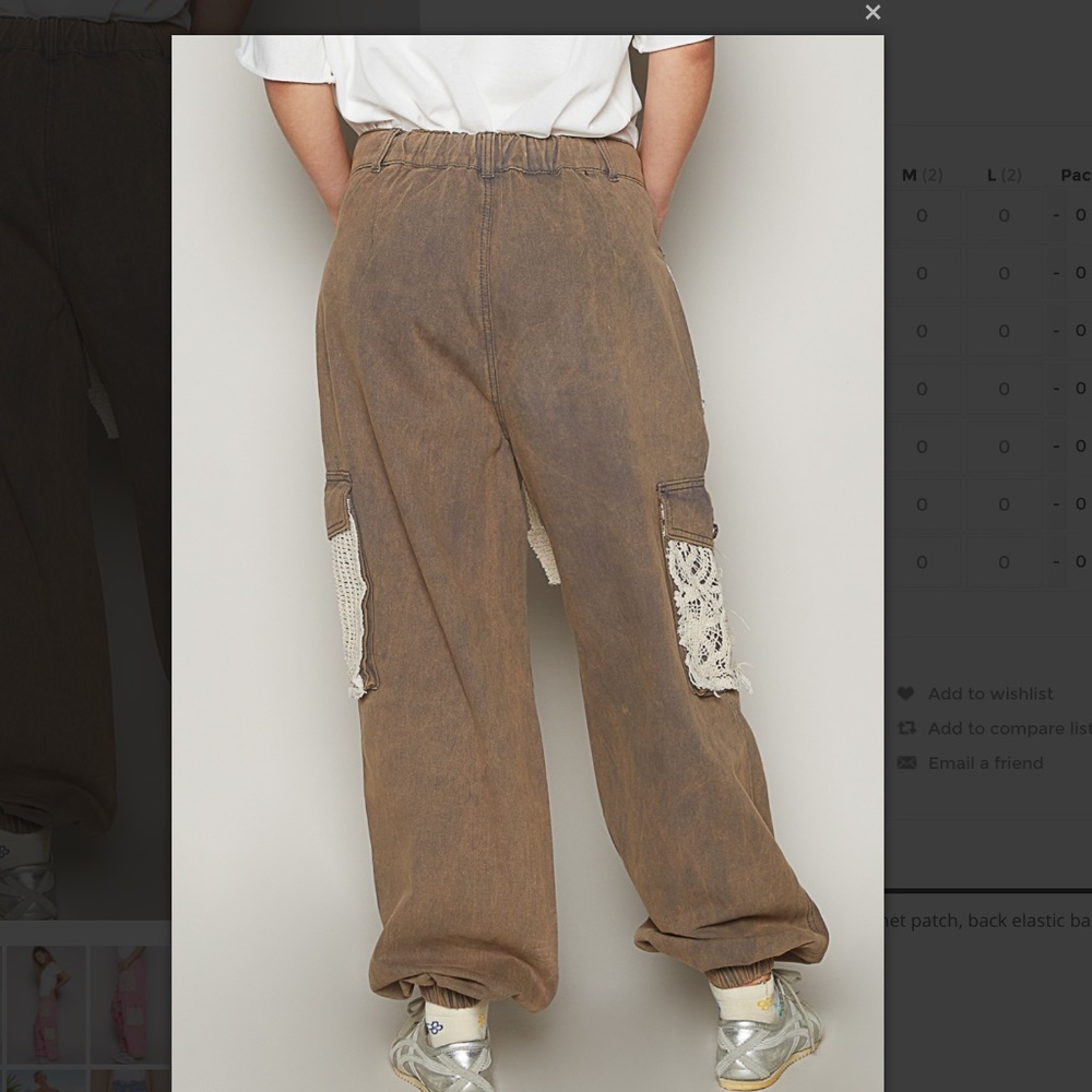 NEW POL Distressed Brown Gray Joggers with Lace Accents! - Picture 4 of 8